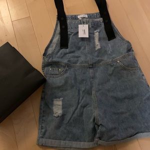 Oak + Fort Denim Overall Shorts